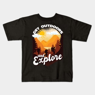 Get Outdoors and Explore Hiking Nature Vintage Wilderness Kids T-Shirt